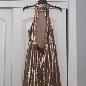 Gold sequin mini dress
